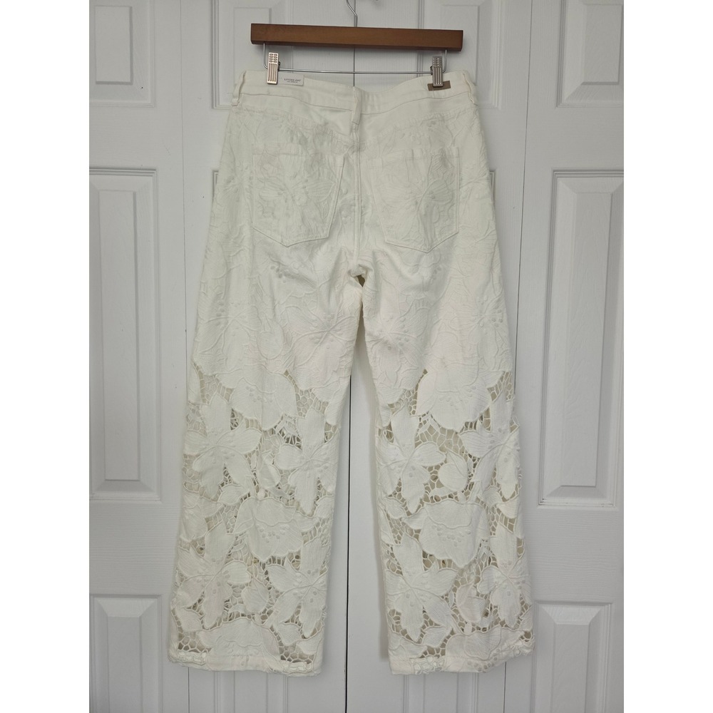 Liverpool The Stride Jeans Wide Leg Floral Pants Womens 8/29 Ivory NWT $139 - Picture 4 of 11